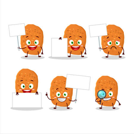 Chicken nugget cartoon character bring information boardのイラスト素材