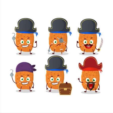 Cartoon character of chicken nugget with various pirates emoticonsのイラスト素材