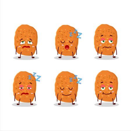 Cartoon character of chicken nugget with sleepy expressionのイラスト素材
