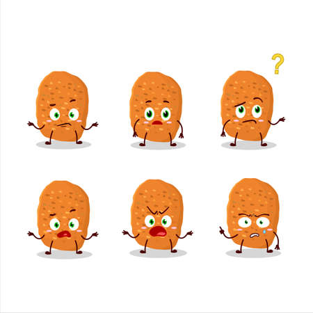 Cartoon character of chicken nugget with what expressionのイラスト素材
