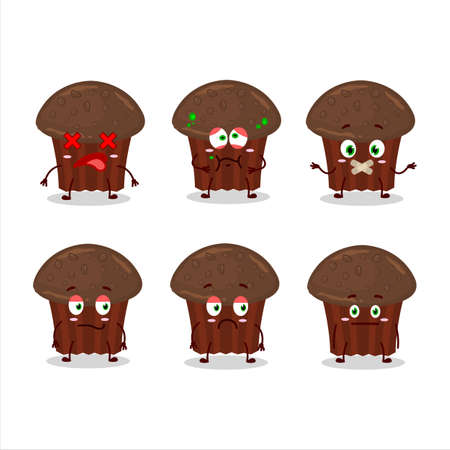 Chocolate muffin cartoon character with nope expressionのイラスト素材