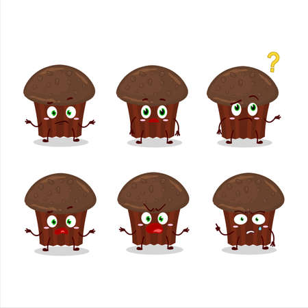 Cartoon character of chocolate muffin with what expressionのイラスト素材