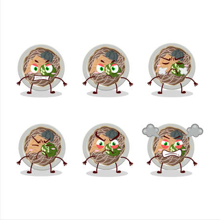 Tachigui soba cartoon character with various angry expressionsのイラスト素材