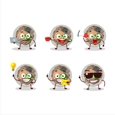 Tachigui soba cartoon character with various types of business emoticonsのイラスト素材