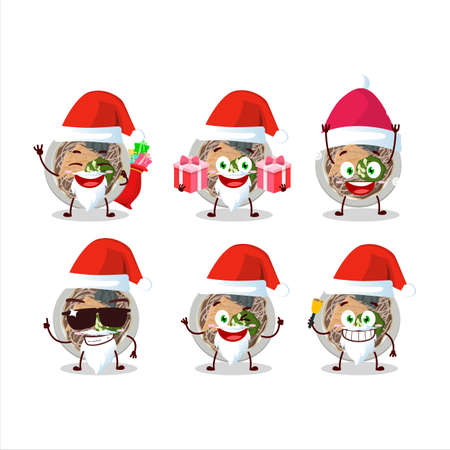 Santa Claus emoticons with tachigui soba cartoon characterのイラスト素材