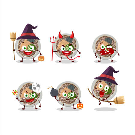 Halloween expression emoticons with cartoon character of tachigui sobaのイラスト素材
