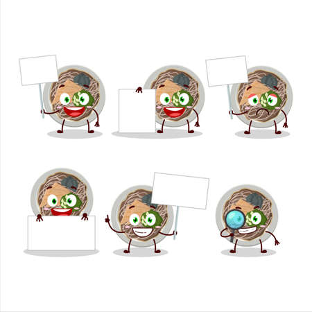 Tachigui soba cartoon character bring information boardのイラスト素材