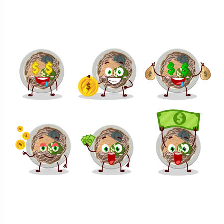 Tachigui soba cartoon character with cute emoticon bring moneyのイラスト素材