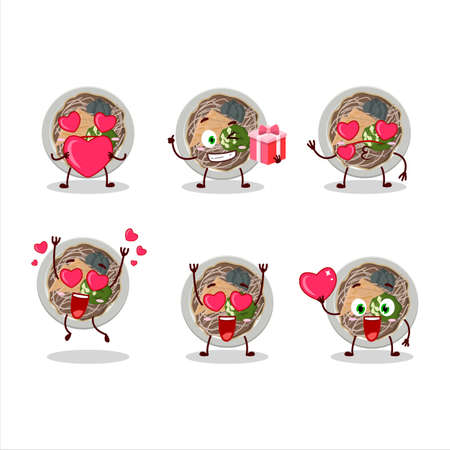 Tachigui soba cartoon character with love cute emoticonのイラスト素材