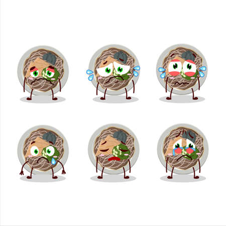 Tachigui soba cartoon character with sad expressionのイラスト素材