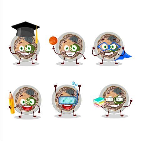 School student of tachigui soba cartoon character with various expressionsのイラスト素材