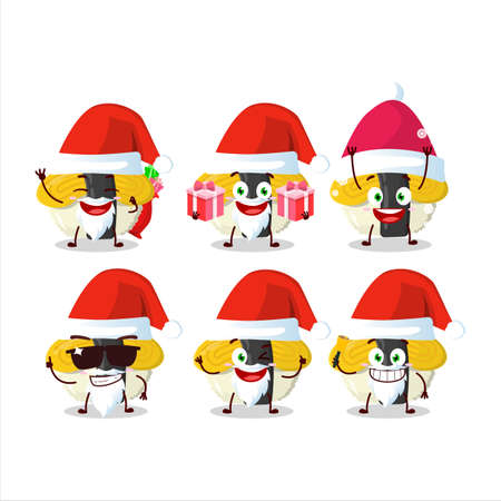 Santa Claus emoticons with tamago sushi cartoon characterのイラスト素材