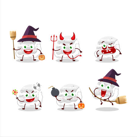 Halloween expression emoticons with cartoon character of milk ice cream scoopsのイラスト素材