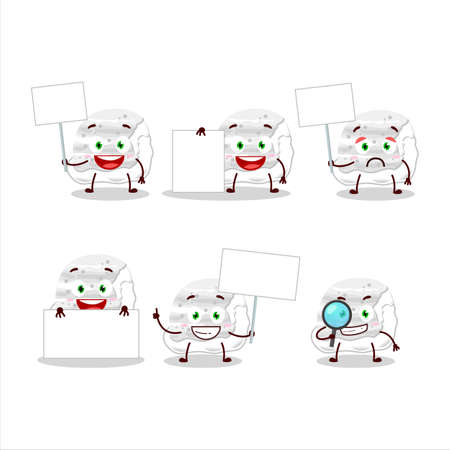 Milk ice cream scoops cartoon character bring information boardのイラスト素材