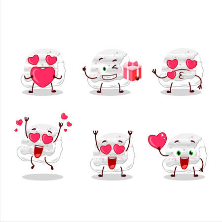 Milk ice cream scoops cartoon character with love cute emoticonのイラスト素材