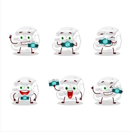 Photographer profession emoticon with milk ice cream scoops cartoon characterのイラスト素材