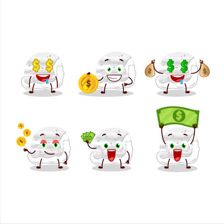 Milk ice cream scoops cartoon character with cute emoticon bring moneyのイラスト素材