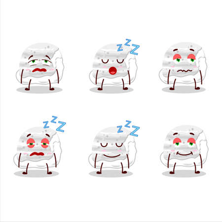 Cartoon character of milk ice cream scoops with sleepy expressionのイラスト素材