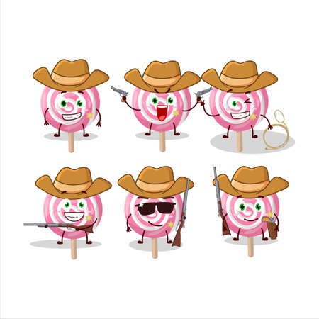 Cool cowboy lolipop spiral cartoon character with a cute hatのイラスト素材