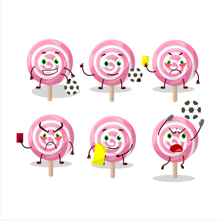 Lolipop spiral cartoon character working as a Football refereeのイラスト素材