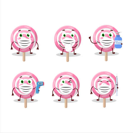 A picture of lolipop spiral cartoon design style keep staying healthy during a pandemicのイラスト素材
