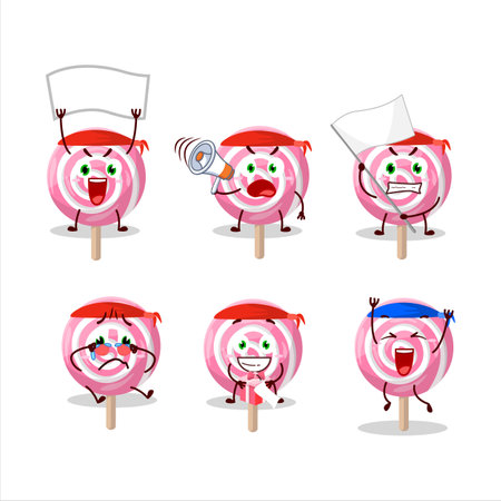 Mascot design style of lolipop spiral character as an attractive supporterのイラスト素材
