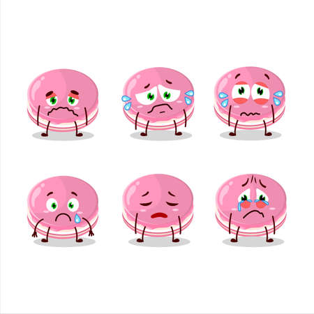 Strawberry dorayaki cartoon character with sad expressionのイラスト素材