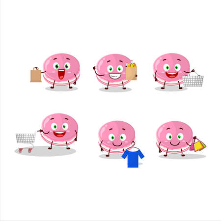 A Rich strawberry dorayaki mascot design style going shoppingのイラスト素材