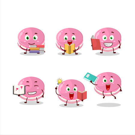 A picture of strawberry dorayaki cartoon character concept reading an amusing bookのイラスト素材