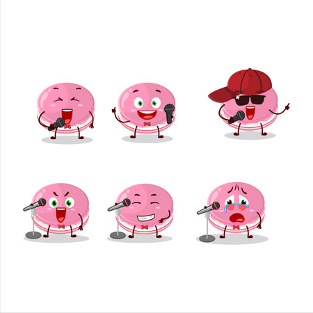 A Cute Cartoon design concept of strawberry dorayaki singing a famous songのイラスト素材