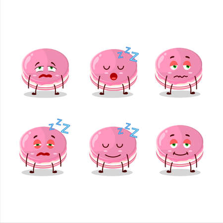 Cartoon character of strawberry dorayaki with sleepy expressionのイラスト素材