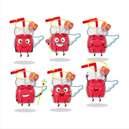 Strawberry juice cartoon designs as a cute angel characterのイラスト素材