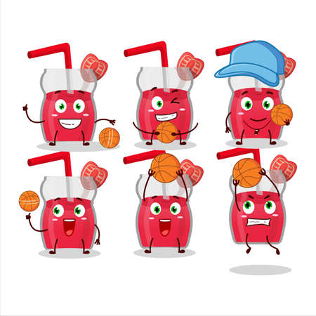 Talented strawberry juice cartoon character as a basketball athleteのイラスト素材