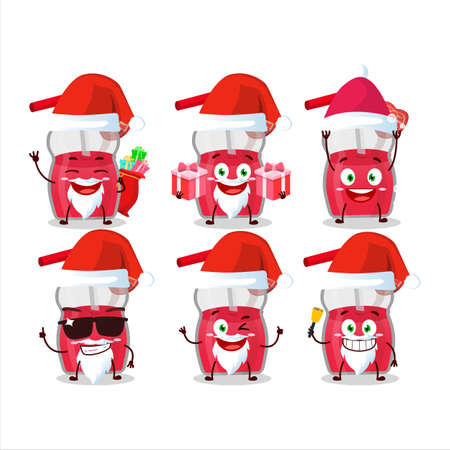 Santa Claus emoticons with strawberry juice cartoon characterのイラスト素材