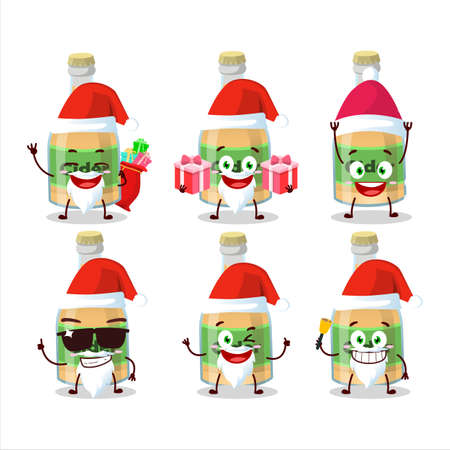 Santa Claus emoticons with cider bottle cartoon characterのイラスト素材
