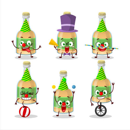 Cartoon character of cider bottle with various circus shows. Vector illustrationのイラスト素材