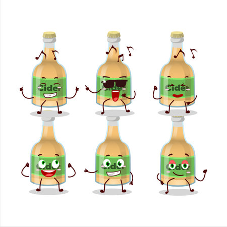 An image of cider bottle dancer cartoon character enjoying the musicのイラスト素材