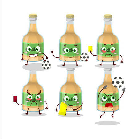 Cider bottle cartoon character working as a Football refereeのイラスト素材