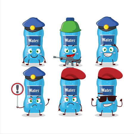 A dedicated Police officer of water bottle mascot design styleのイラスト素材