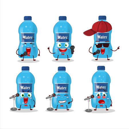 A Cute Cartoon design concept of water bottle singing a famous song. Vector illustrationのイラスト素材