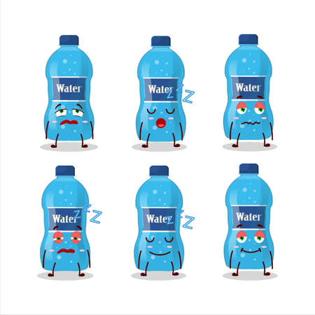 Cartoon character of water bottle with sleepy expressionのイラスト素材