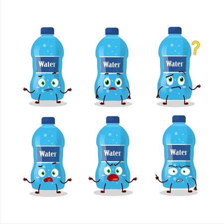 Cartoon character of water bottle with what expressionのイラスト素材