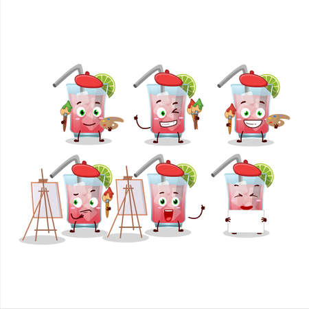 Artistic Artist of hawaiian sea breeze cartoon character painting with a brushのイラスト素材