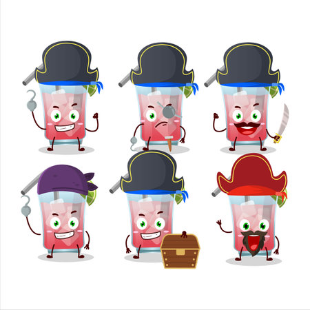 Cartoon character of hawaiian sea breeze with various pirates emoticonsのイラスト素材