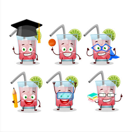 School student of hawaiian sea breeze cartoon character with various expressionsのイラスト素材