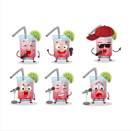 A Cute Cartoon design concept of hawaiian sea breeze singing a famous songのイラスト素材