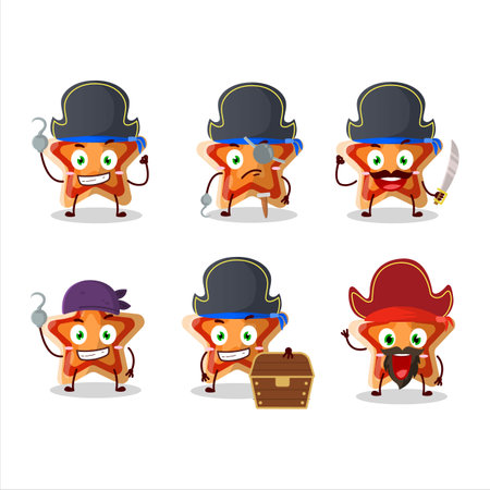 Cartoon character of star icon with various pirates emoticonsのイラスト素材