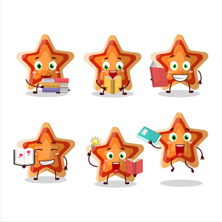 A picture of star icon cartoon character concept reading an amusing bookのイラスト素材