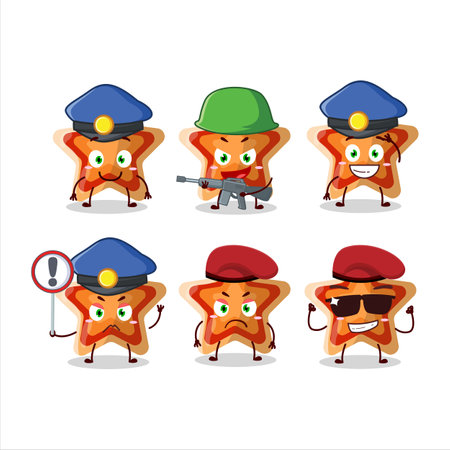 A dedicated Police officer of star icon mascot design styleのイラスト素材