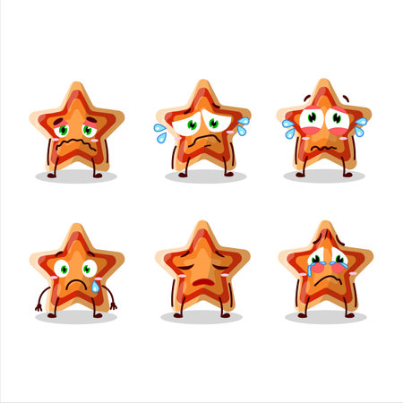 Star icon cartoon character with sad expressionのイラスト素材